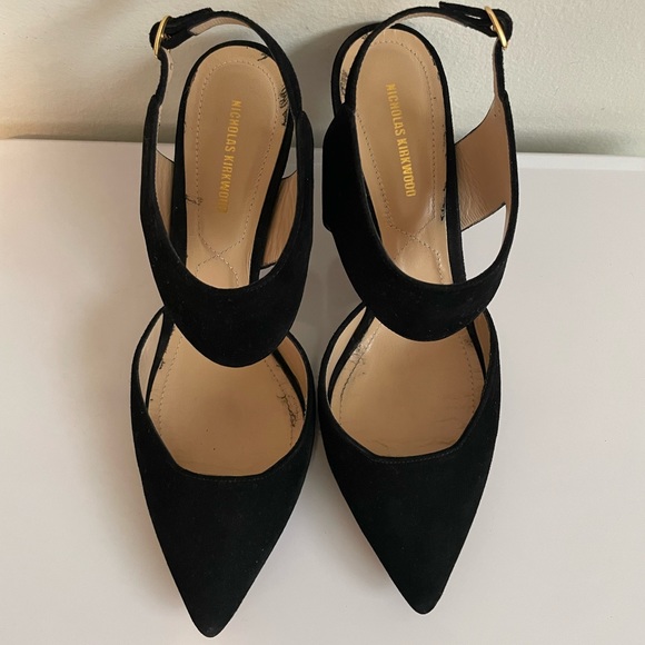 Nicholas Kirkwood Leda Suede Cutout Slingback Pump, Black 38 1/2 - Picture 11 of 13